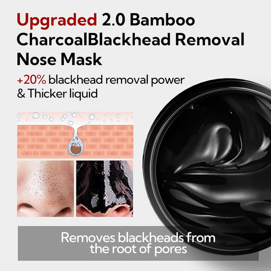 LANBENA Upgraded 2.0 Bamboo Charcoal Blackhead Remover Mask, 60 pcs Nose Strips, Peel off Face Mask Pore Whiteheads Cleanser Strawberry Nose Purifying, Deep Cleansing for All Skin Types, 30g/1.05oz - Sccoti