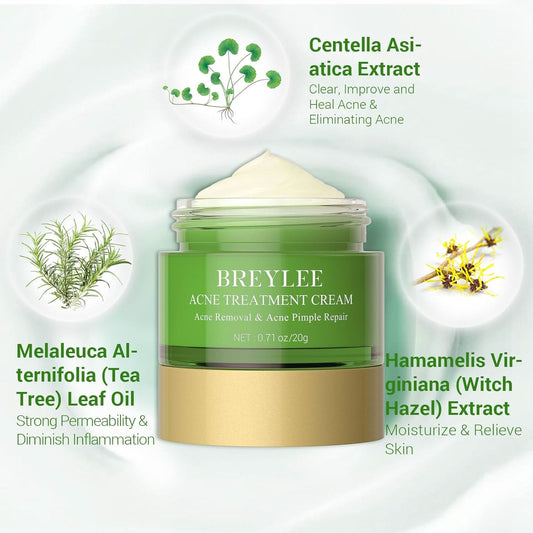 BREYLEE Acne Treatment Cream, Tea Tree Oil Acne Cream for Clearing Severe Acne, Breakout, Remove Pimple and Repair Skin (20ml,0.7oz) - Sccoti