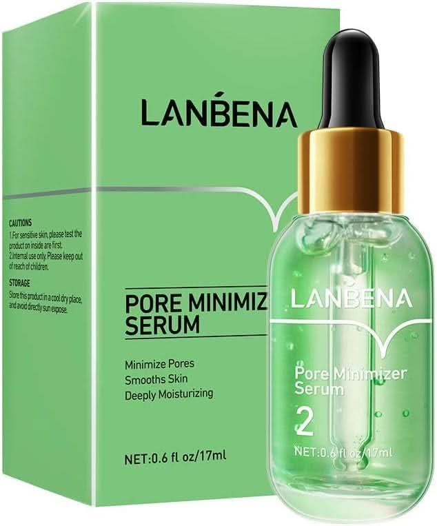 LANBENA Pore Minimizer Serum, Pores Shrinking Serum for Face, Oil Control Firming, Tightening Pores, Vegan Moisture after Blackhead Remover, Centella Asiatica, Hamamelis Virginiana, 0.6 fl.oz - Sccoti