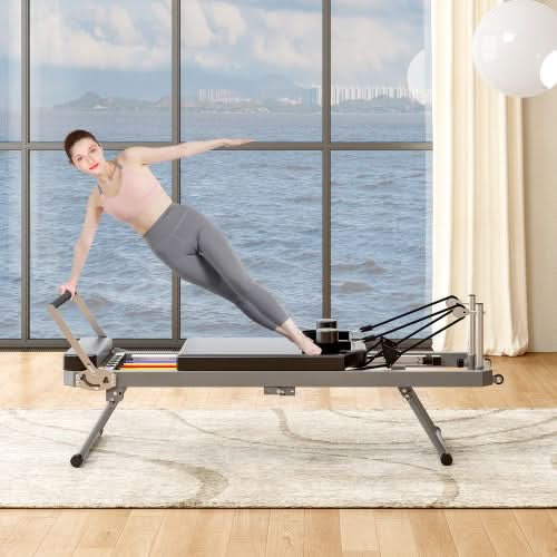 Pilates Core Bed, Foldable Home High Quality, Yoga Studio Commercial Fitness Equipment, Black - Sccoti