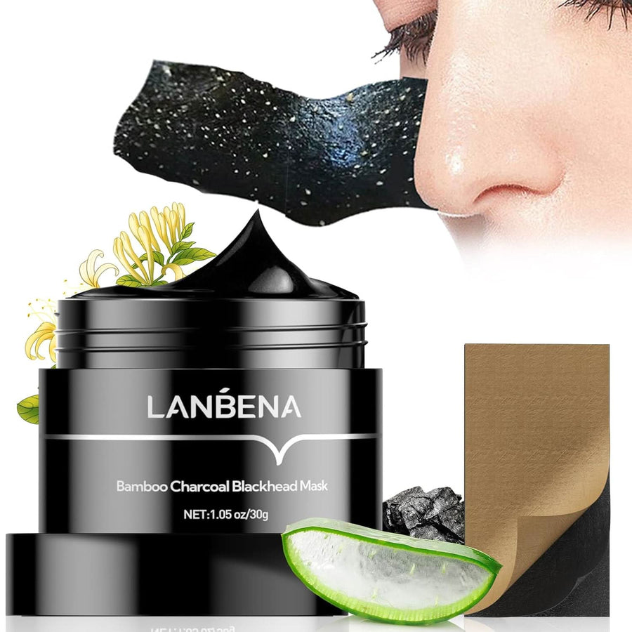 LANBENA Upgraded 2.0 Bamboo Charcoal Blackhead Remover Mask, 60 pcs Nose Strips, Peel off Face Mask Pore Whiteheads Cleanser Strawberry Nose Purifying, Deep Cleansing for All Skin Types, 30g/1.05oz - Sccoti