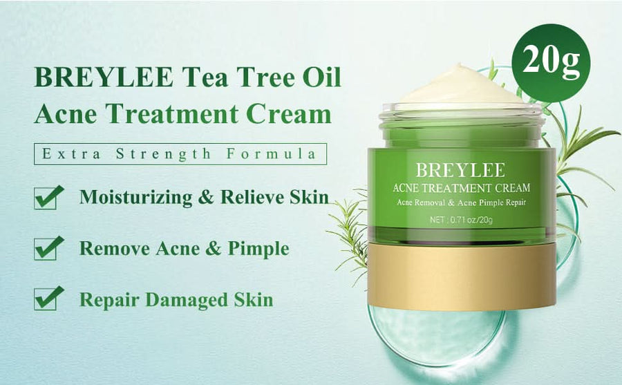BREYLEE Acne Treatment Cream, Tea Tree Oil Acne Cream for Clearing Severe Acne, Breakout, Remove Pimple and Repair Skin (20ml,0.7oz) - Sccoti