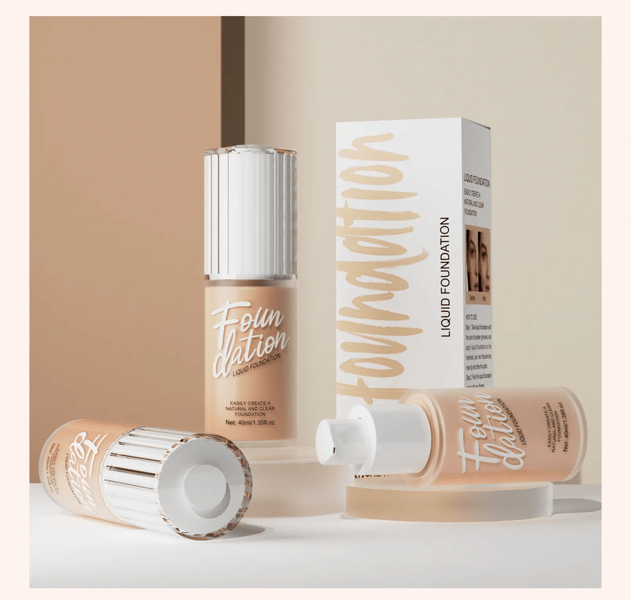 Matte Liquid Foundation in Black Concealer and Brightening Cream for Face Base Makeup - Vegan, Cruelty - Free, Long - Lasting - Sccoti