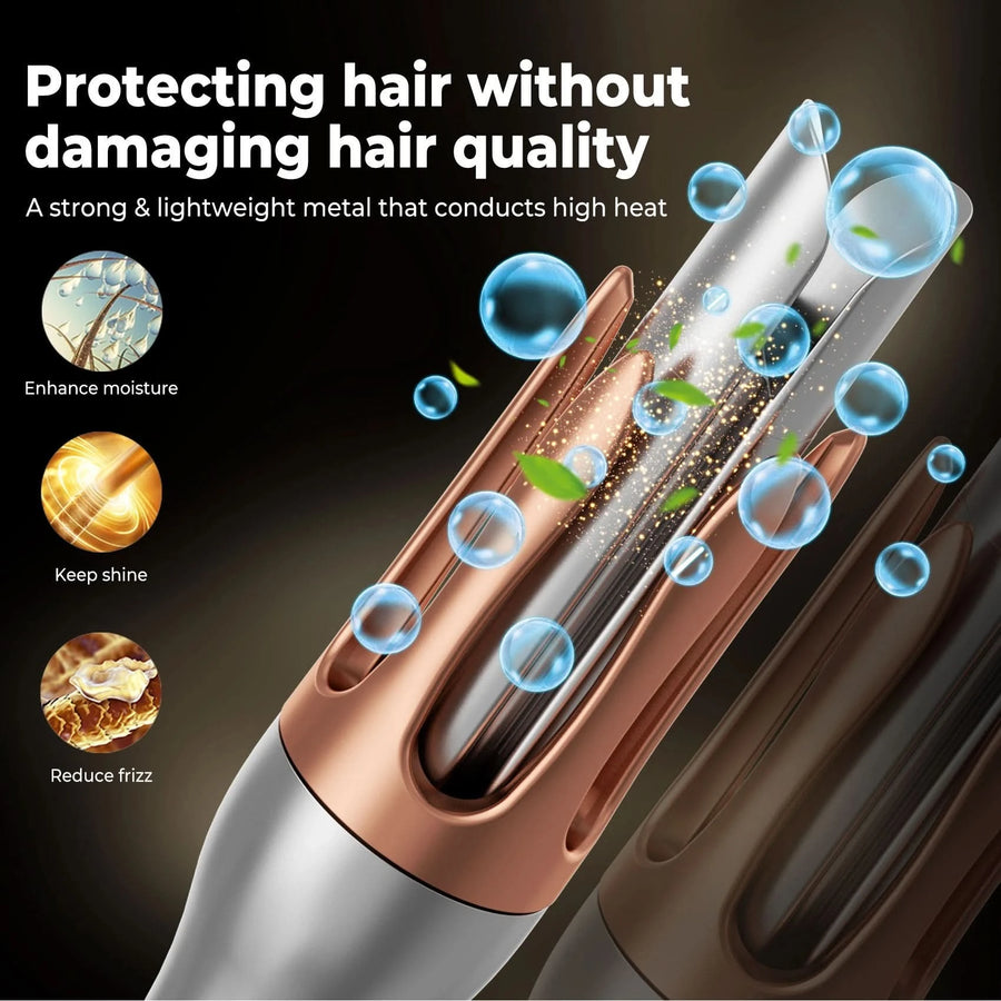 5 Temperature Levels Professional Automatic Portable 360° Ceramic Hair Curler PTC Heater Negative Ion Technology Spiral Wand - Sccoti