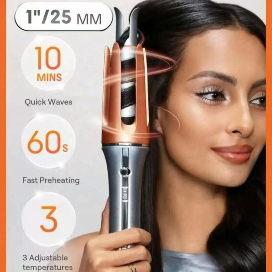 5 Temperature Levels Professional Automatic Portable 360° Ceramic Hair Curler PTC Heater Negative Ion Technology Spiral Wand - Sccoti