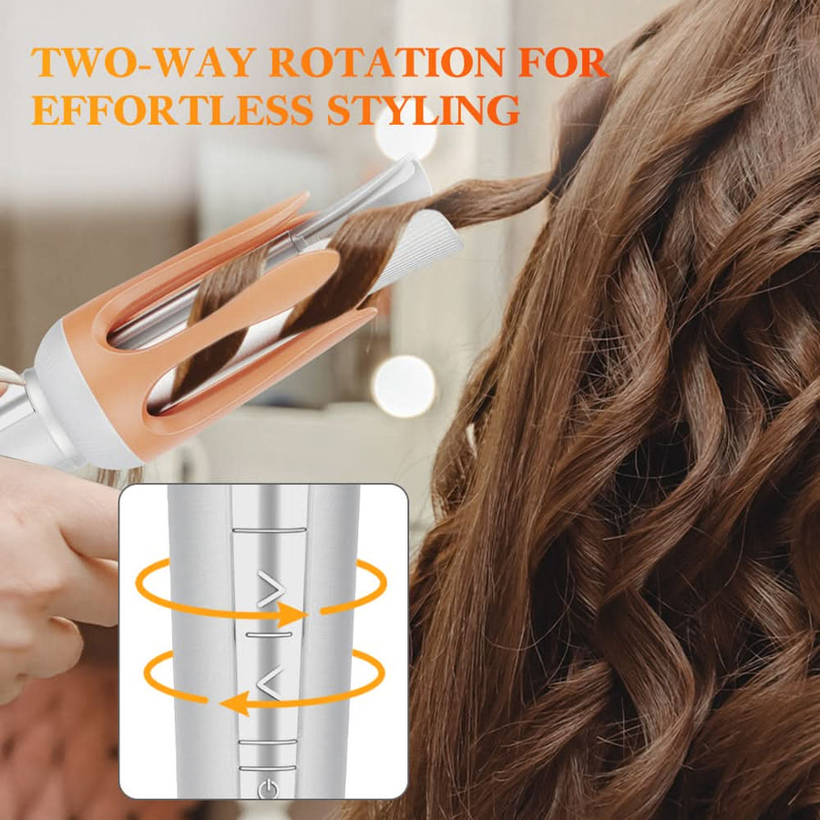 5 Temperature Levels Professional Automatic Portable 360° Ceramic Hair Curler PTC Heater Negative Ion Technology Spiral Wand - Sccoti