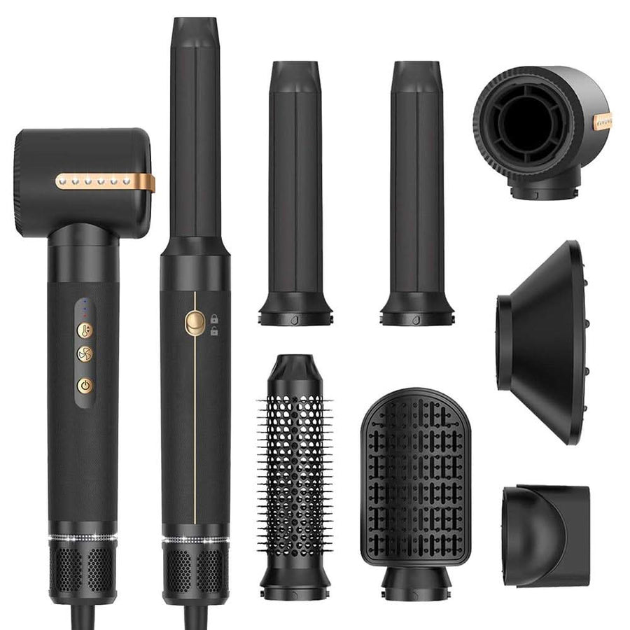7 in 1 Hair Blow Dryer Brush Auto Curler Hot Air Brush Comb High Speed Hair Dryer Set Multi Styler - Sccoti