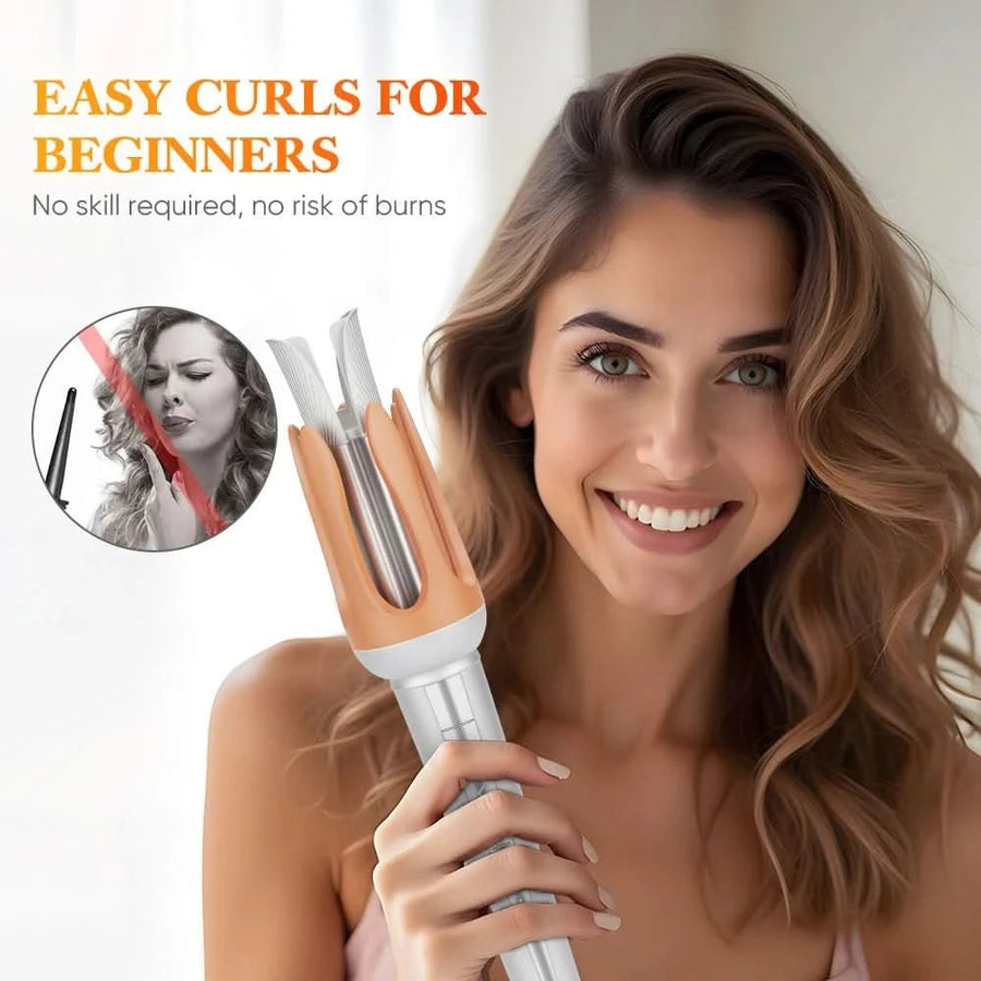 5 Temperature Levels Professional Automatic Portable 360° Ceramic Hair Curler PTC Heater Negative Ion Technology Spiral Wand - Sccoti