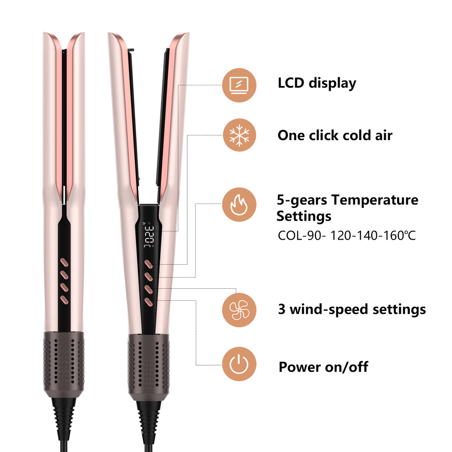 Viral 2 - in - 1 Air Straightener - No Heat Damage, Ionic Frizz Control, Fast Styling & Hair Protection for Smooth & Shiny Hair - Sccoti